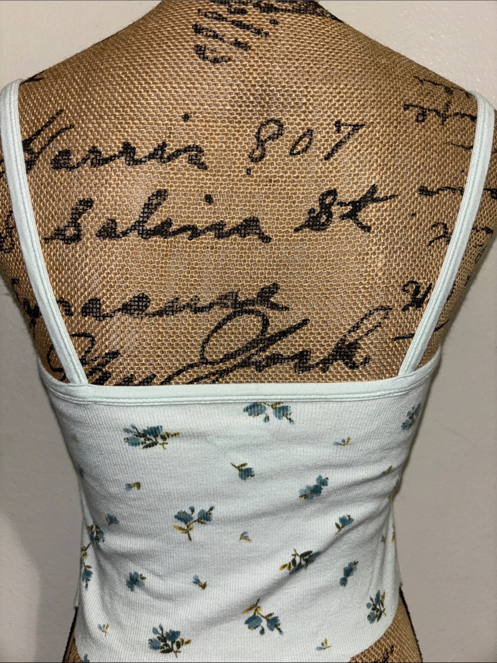 Old Navy Mint Floral Ruched Ribbed Cami - Picture 2 of 3